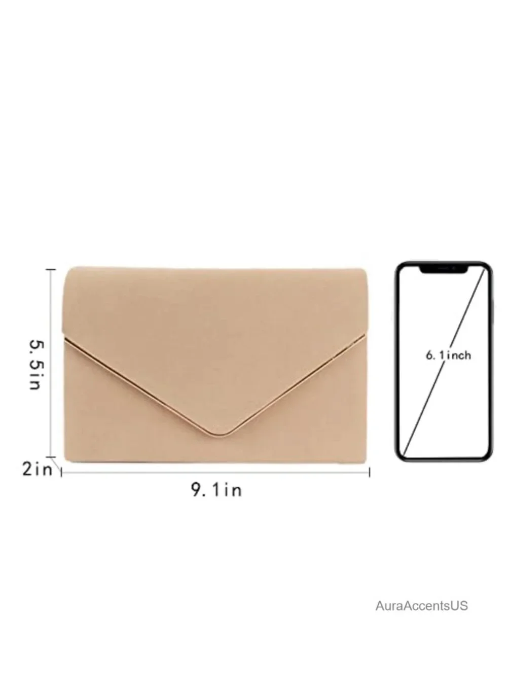 Suede Envelope Clutch with Detachable Chain Crossbody Handbag Party Prom